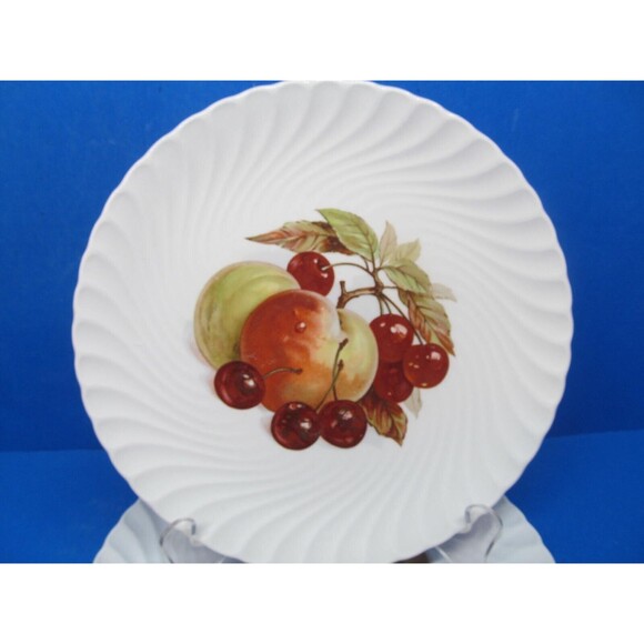 Burleigh Ironstone Set Of 3 Fruit Design 8" Swirl Plates Staffordshire England - Picture 2 of 8